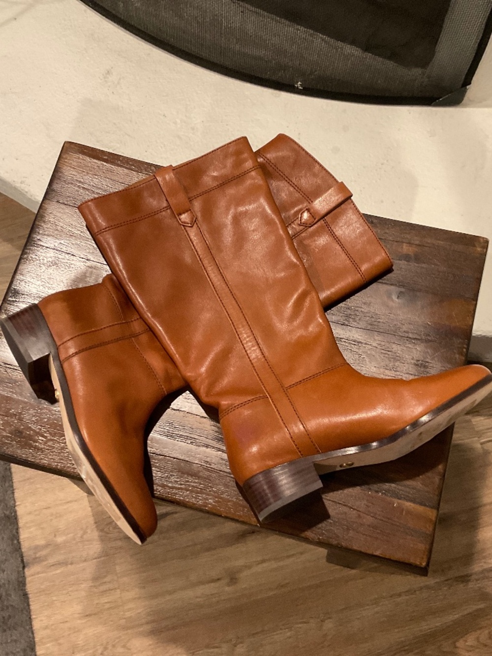 NWOT Veronica Beard Dwyer Knee Riding Boot Tan Size 6.5 Wide Calf - Picture 4 of 8
